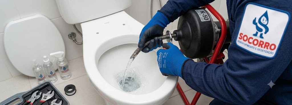Profissional realizando Desentupidora de Vasos Sanitários em Balneário Barra do Sul